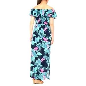 Floral 0ff-the-shoulder Ruffled Maxi Dress, M